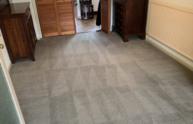 Empty room with grey carpet flooring.